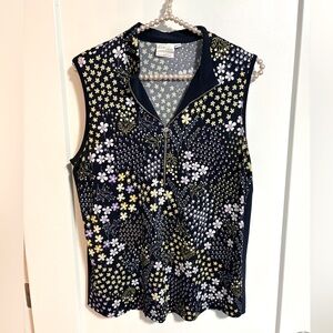 Dexim Navy Floral Zip-Up Golf Shirt